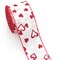 Valentines Fabric Ribbons, White Love Heart Edge Wired Burlap Ribbon for Valentine's Day Hanging Wrapping Party Gift Decoration Indoor Outdoor Tree Crafts Supplies (2.5 Inch * 10 Yards * 1 Roll)